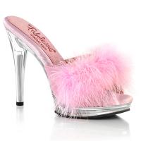 GLORY-501F-8 Fabulicious Damen High Heels Plateaupantoletten babypink Federflausch