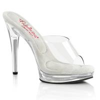 GLORY-501 Fabulicious Damen High Heels komfortable Plateaupantoletten klar