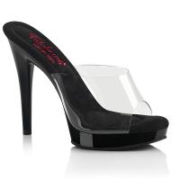 Sale GLORY-501 Fabulicious high heels comfort width platform slide clear black 37