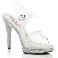 GLORY-508DM Fabulicious vegan high heels ankle strap sandal clear silver multi rhinestones