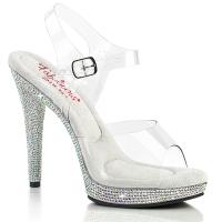 Sale GLORY-508DM Fabulicious High Heels Komfort Plateausandaletten klar silber Multi Strass 39