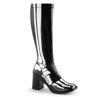 GOGO-300XRAY Funtasma Damen Stretchstiefel Boots schwarz matt weiß Röntgenprint