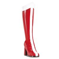 GOGO-305 Funtasma Wonder Woman Damen Stretchlack Stiefel rot weiß Blockabsatz