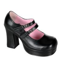 Auktion GOTHIKA-09 DemoniaCult Damen Riemchen Plateau Pumps schwarz Lederoptik Totenkopf 37