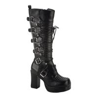 Sale GOTHIKA-200 DemoniaCult Gothic Punk Schnür- Riemenstiefel schwarz Lederoptik 42