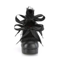 Sale GOTHIKA-53 DemoniaCult Plateaupumps knöchelhoch Herzauschnitte schwarz matt 38