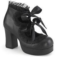 Sale GOTHIKA-53 DemoniaCult Gothic Plateaupumps knöchelhoch Herzauschnitte schwarz Matt 40