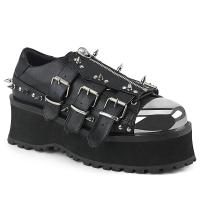 GRAVEDIGGER-03 DemoniaCult Unisex Plateau Schnürschuhe schwarz Chrom Spikes Zipper