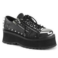 GRAVEDIGGER-04 DemoniaCult Unisex Plateau Schnürschuhe schwarz Spitznieten Zipper