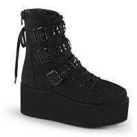 GRIP-101 DemoniaCult Damen Plateau Stiefeletten Pyramiden Nieten schwarz Canvas