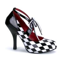 HARLEQUIN-03 verspielte Funtasma Harlekin High-Heels Pumps schwarz-weiß Lack
