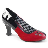 HARLEY-42 Funtasma Damen Harley Quinn Jester Pumps schwarz Lack rot weiß Lederlook