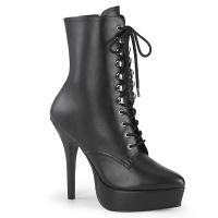 INDULGE-1020 Devious Damen High Heels Schnür Plateaustiefeletten schwarz Lederlook