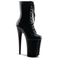 INFINITY-1020 Pleaser front lace-up ankle boot platform black patent