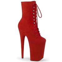 INFINITY-1020FS Pleaser High-Heels Plateau Schnür Stiefeletten rot Mikrofaser
