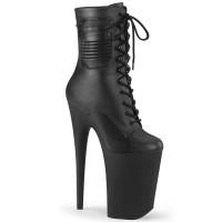 INFINITY-1020PK Pleaser vegan platform ankle boot high heels black matte