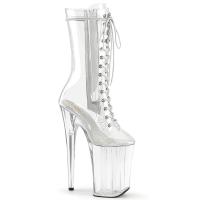 INFINITY-1050C Pleaser vegan high heels platform mid calf boot clear