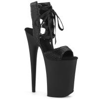 INFINITY-900-14 Pleaser Damen Plateau High Heels Sandaletten schwarz Steppmuster