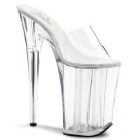 INFINITY-901 Pleaser mega hohe Damen High Heels Pantoletten transparent klar