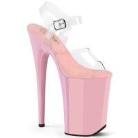 Sale INFINITY-908 Pleaser vegan high heels platform ankle strap sandal clear baby pink 39
