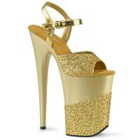 INFINITY-909-2G Pleaser sexy Damen High Heels Plateausandaletten gold Glitter