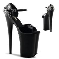 INFINITY-912SP Pleaser Damen High Heels Plateausandaletten schwarz Lack mit Spitznieten