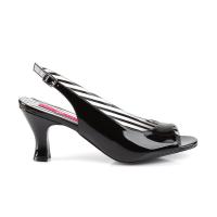 Sale JENNA-02 Pleaser Pink Label Damen Slingback Peep Toe Pumps schwarz Lack Spulenabsatz 40