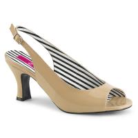 JENNA-02 Pleaser Pink Label elegante Damen Slingback Peep Toe Pumps creme Lack Spulenabsatz