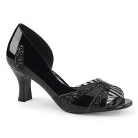 JENNA-03 Pleaser Pink Label Damen Unisex Pumps zehenfrei schwarz Lack Glitter