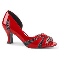 JENNA-03 Pleaser Pink Label Damen Unisex Pumps zehenfrei rot Lack schwarz Glitter