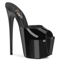 Sale JUBILANT-01 Pleaser high heels concealed platform slide black patent 36