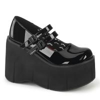 KERA-08 DemoniaCult vegan platform buckle strap mary jane pumps black patent