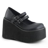 Auktion KERA-08 DemoniaCult Damen Doppelriemen Plateaupumps schwarz Lederoptik 41