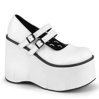 Sale KERA-08 DemoniaCult vegan platform buckle strap mary jane pumps white matte 37