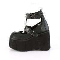 Sale KERA-12 DemoniaCult Platauschuhe schwarz Doppelriemchen Spikes Metallplatte 42