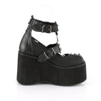 Sale KERA-12 DemoniaCult Platauschuhe schwarz Doppelriemchen Spikes Metallplatte 42