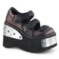 Sale KERA-13 DemoniaCult metal plated platform shoe black double straps 41