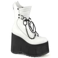 Sale KERA-130 DemoniaCult platform mid calf high boot chain studs white matte 42