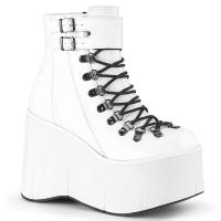 KERA-21 DemoniaCult vegan platform ankle boot adjustable ankle cuff white matte