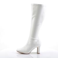 KIKI-350 Funtasma Damen Stretch Stiefel mit Reißverschluss Blockabsatz weiß Lederlook