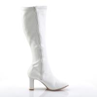 KIKI-350 Funtasma Damen Stretch Stiefel mit Reißverschluss Blockabsatz weiß Lederlook