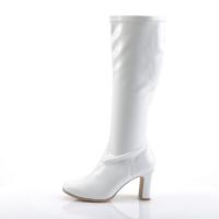 KIKI-350 Funtasma Damen Stretch Stiefel mit Reißverschluss Blockabsatz weiß Lack
