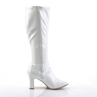 KIKI-350 Funtasma Damen Stretch Stiefel mit Reißverschluss Blockabsatz weiß Lack
