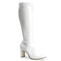 KIKI-350 Funtasma Damen Stretch Stiefel mit Reißverschluss Blockabsatz weiß Lack