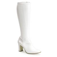 KIKI-350 Funtasma Damen Stretch Stiefel mit Reißverschluss Blockabsatz weiß Lederlook