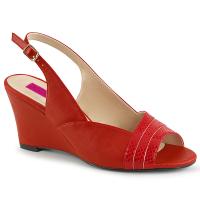 KIMBERLY-01SP Pleaser Pink Label Damen Slingback Peep Toe Sandalette rot Lederoptik