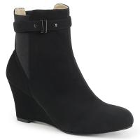 Sale KIMBERLY-102 Pleaser Keilabsatz Stiefeletten schwarz Nubuckoptik Velours 46