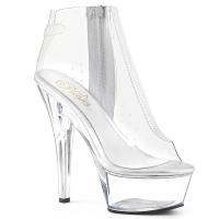 KISS-1023 Pleaser High-Heels Peep Toe Plateaustiefeletten klar durchsichtig