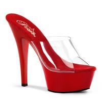 KISS-201 Pleaser High-Heels Plateaupantoletten transparent rot