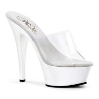KISS-201 Pleaser High-Heels Plateaupantoletten transparent weiß
